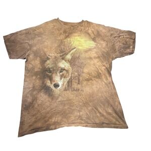 Vintage Animal T Shirt Mens 2XL Forest Moon Animal Graphic Tie Dye